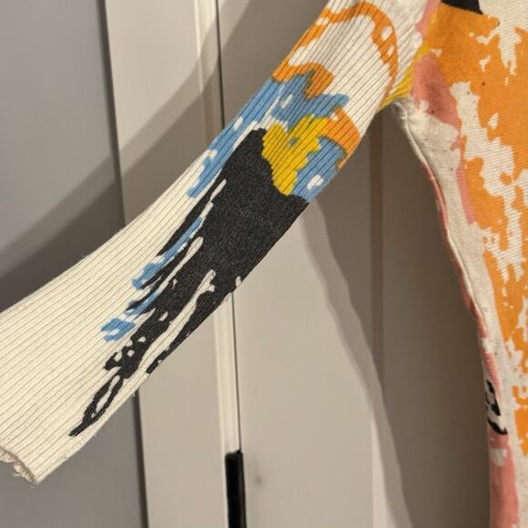 ZOSOL Oversized Colorful Geometric Sweater Art Artsy Art Teacher Boho Retro - Picture 4 of 7